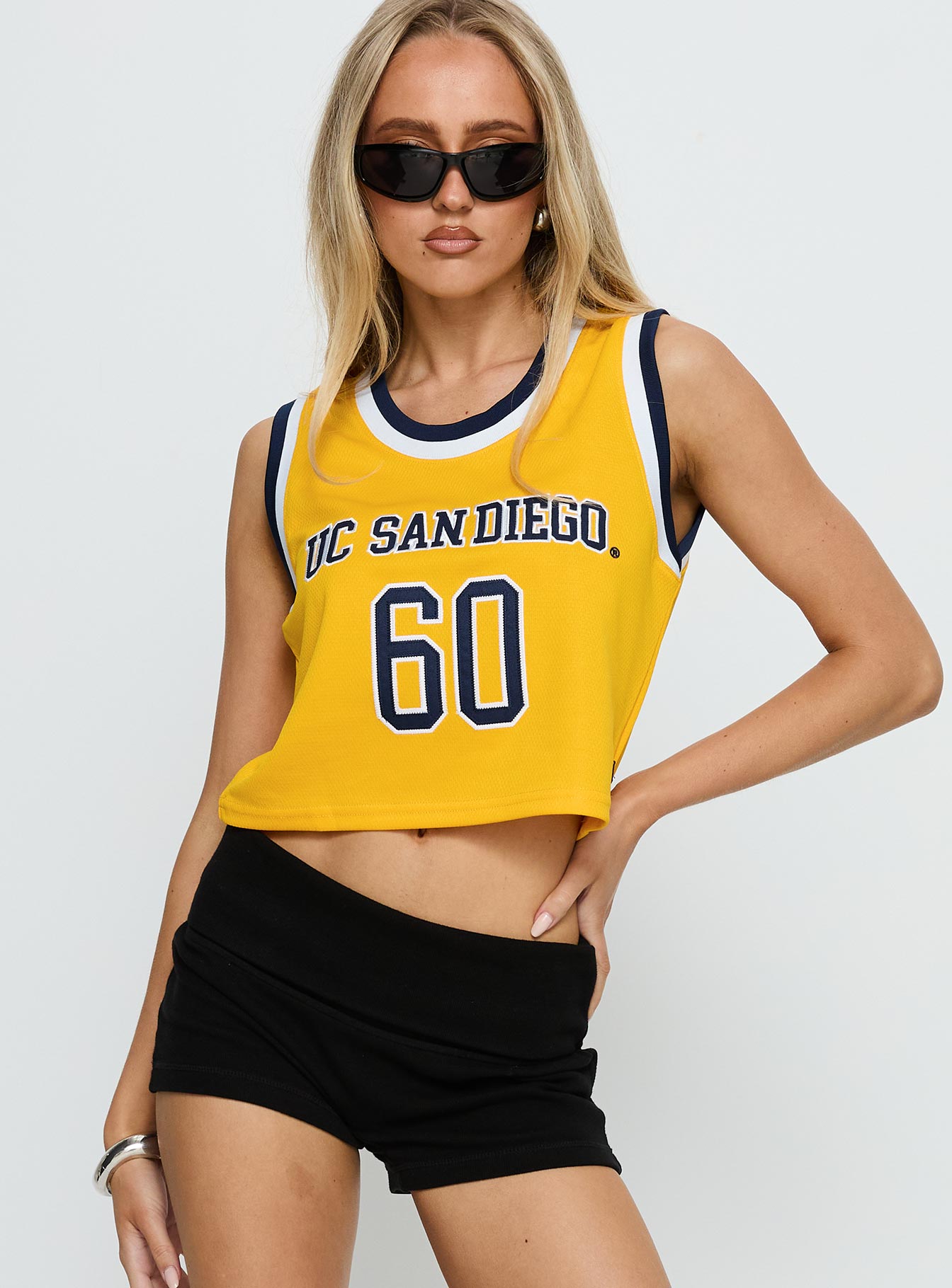 UC San Diego Cropped Basketball Jersey Tank Yellow - Image 2