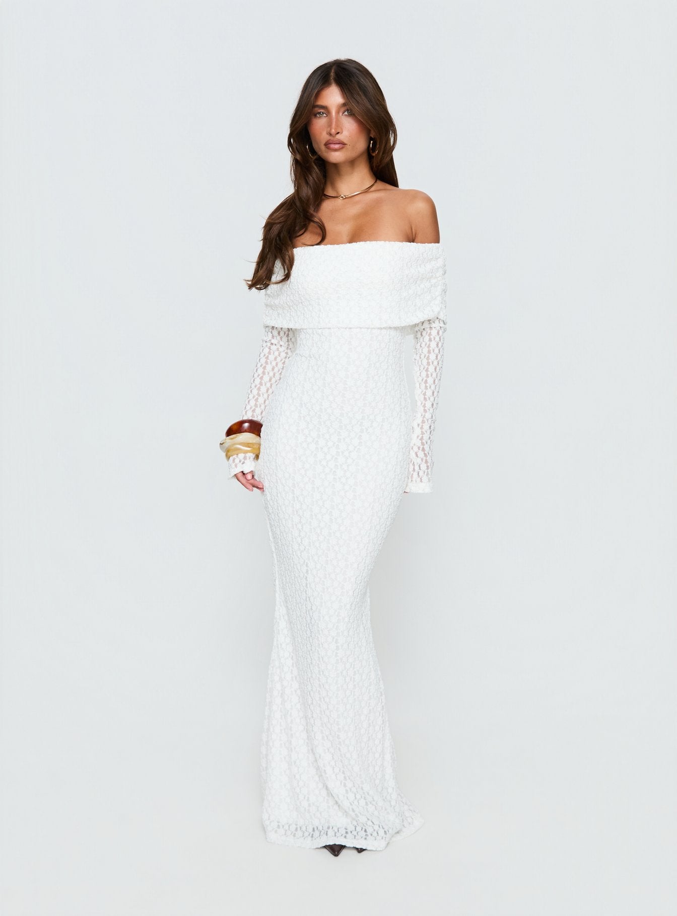 Sofenna Long Sleeve Off Shoulder Maxi Dress White - Image 2