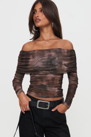 Good Taste Off Shoulder Long Sleeve Top Multi