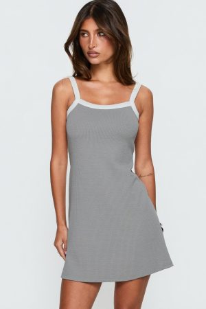 Toree Scoop Back Mini Dress Grey / White