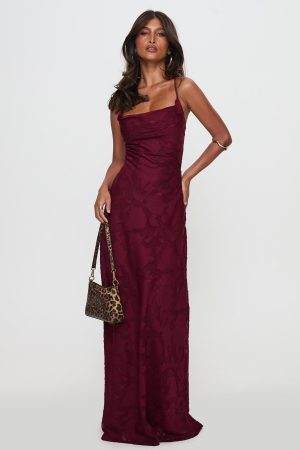 Celena Maxi Dress Burgundy Burnout Petite