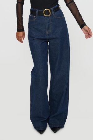 Nicolo High Rise Straight Leg Jeans Mid Raw Denim