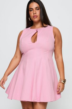 Precedence Keyhole Mini Dress Pink Curve