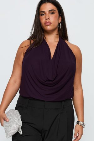 Carefree Days Cowl Neck Top Purple Curve