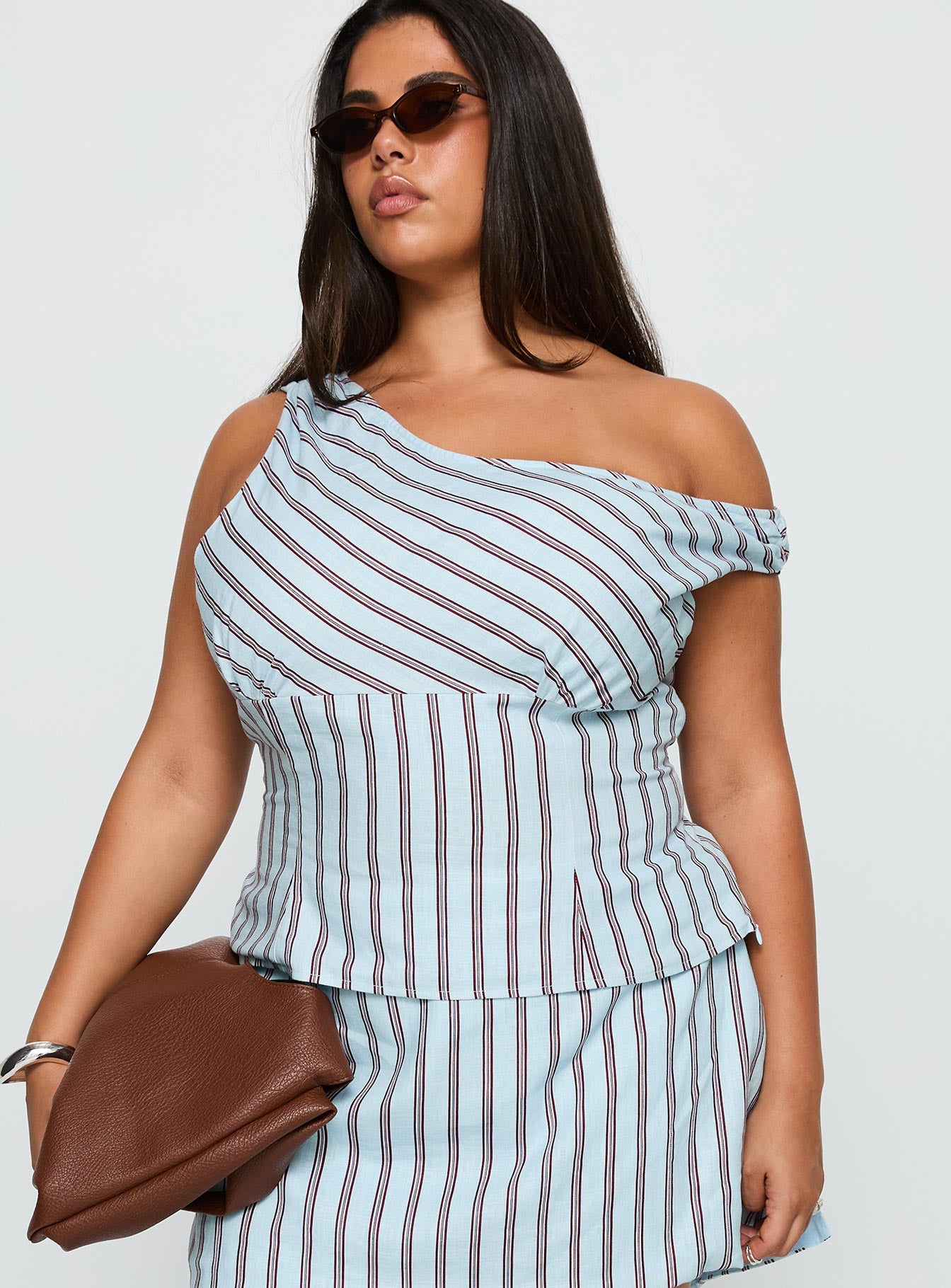 Gulliver Tie Side Mini Skort Blue / Maroon Stripe Curve - Image 2