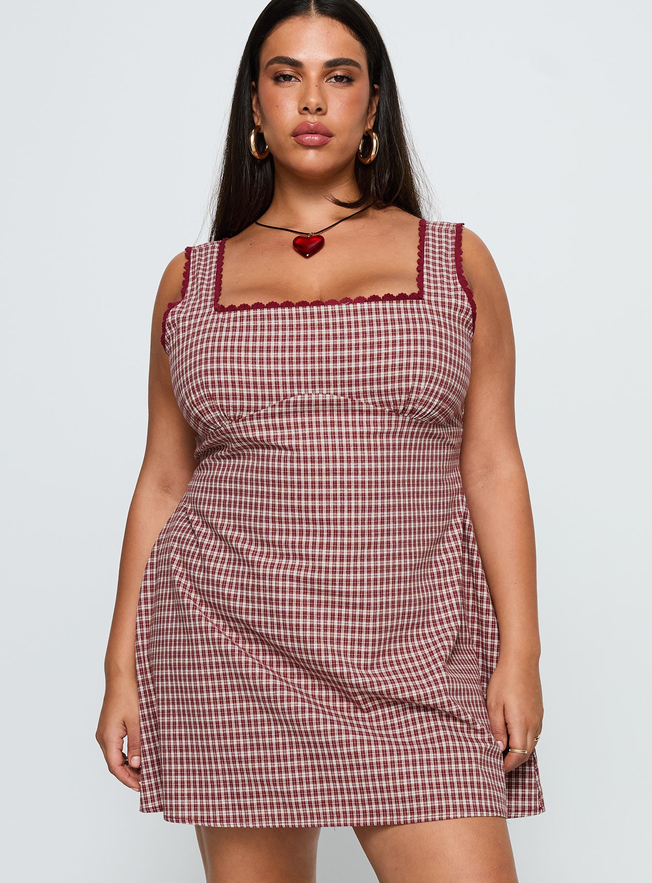 Dasha Mini Dress Red Check Curve - Image 2
