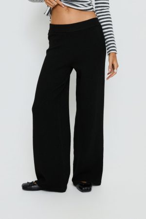 Bekki Wide Leg Knit Pant Black
