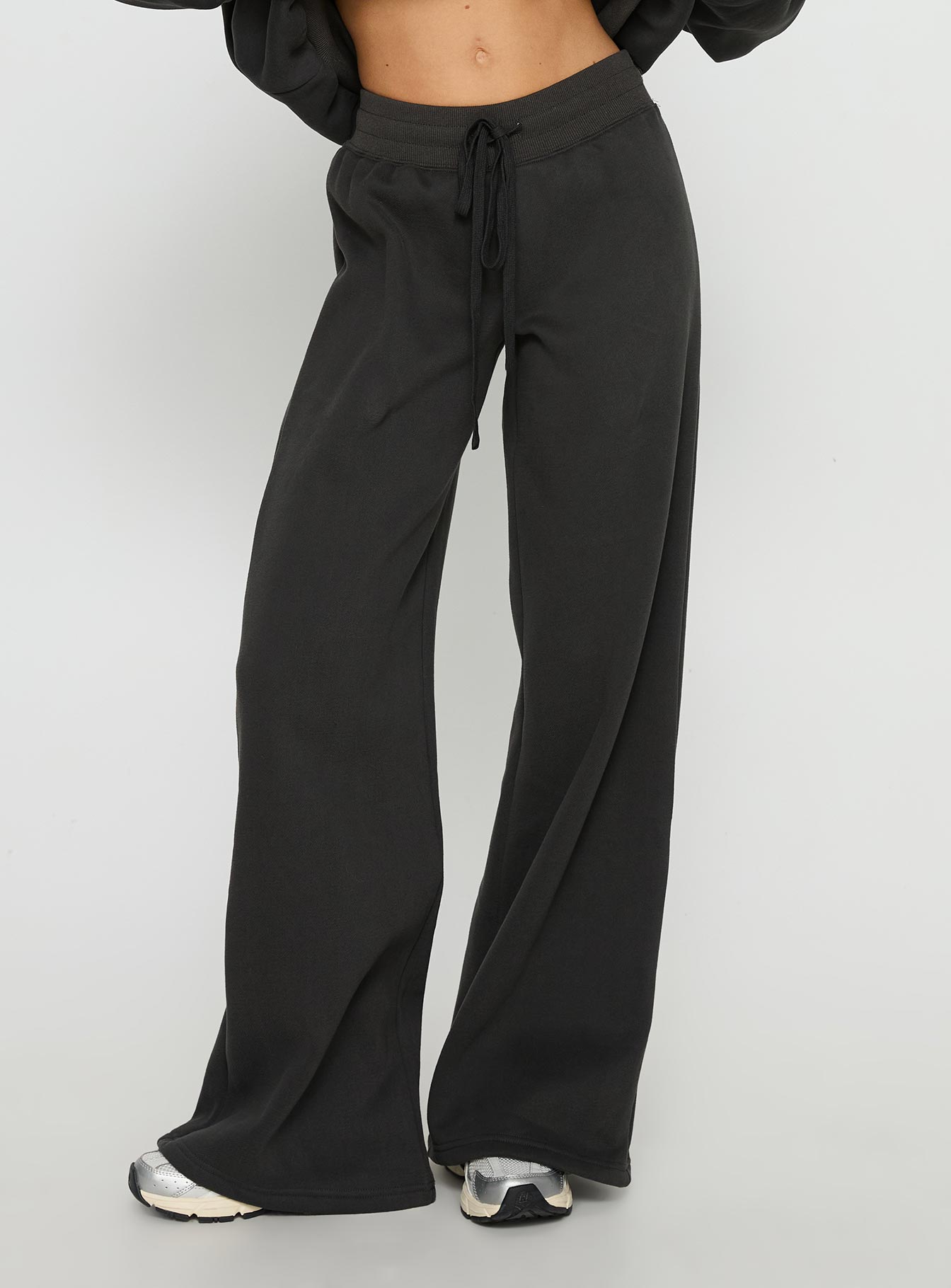 Princess Polly Stargirl Wide Leg Sweat Pants Charcoal - Image 2