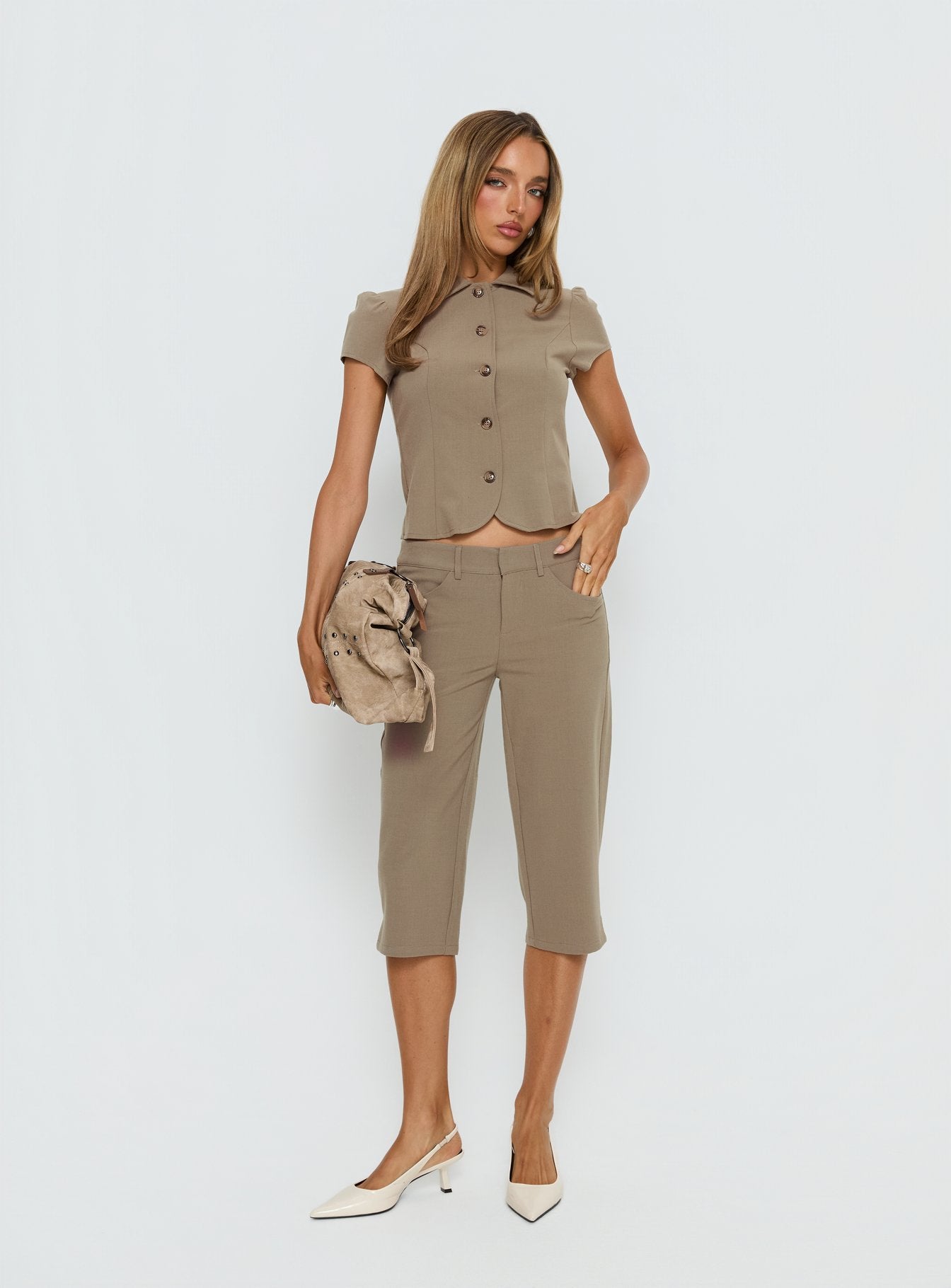 Tunian Capri Tailored Pants Taupe - Image 2