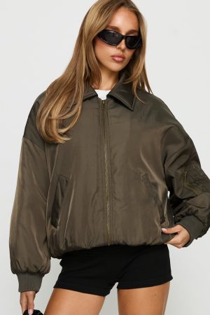 Say Less Bomber Jacket Khaki
