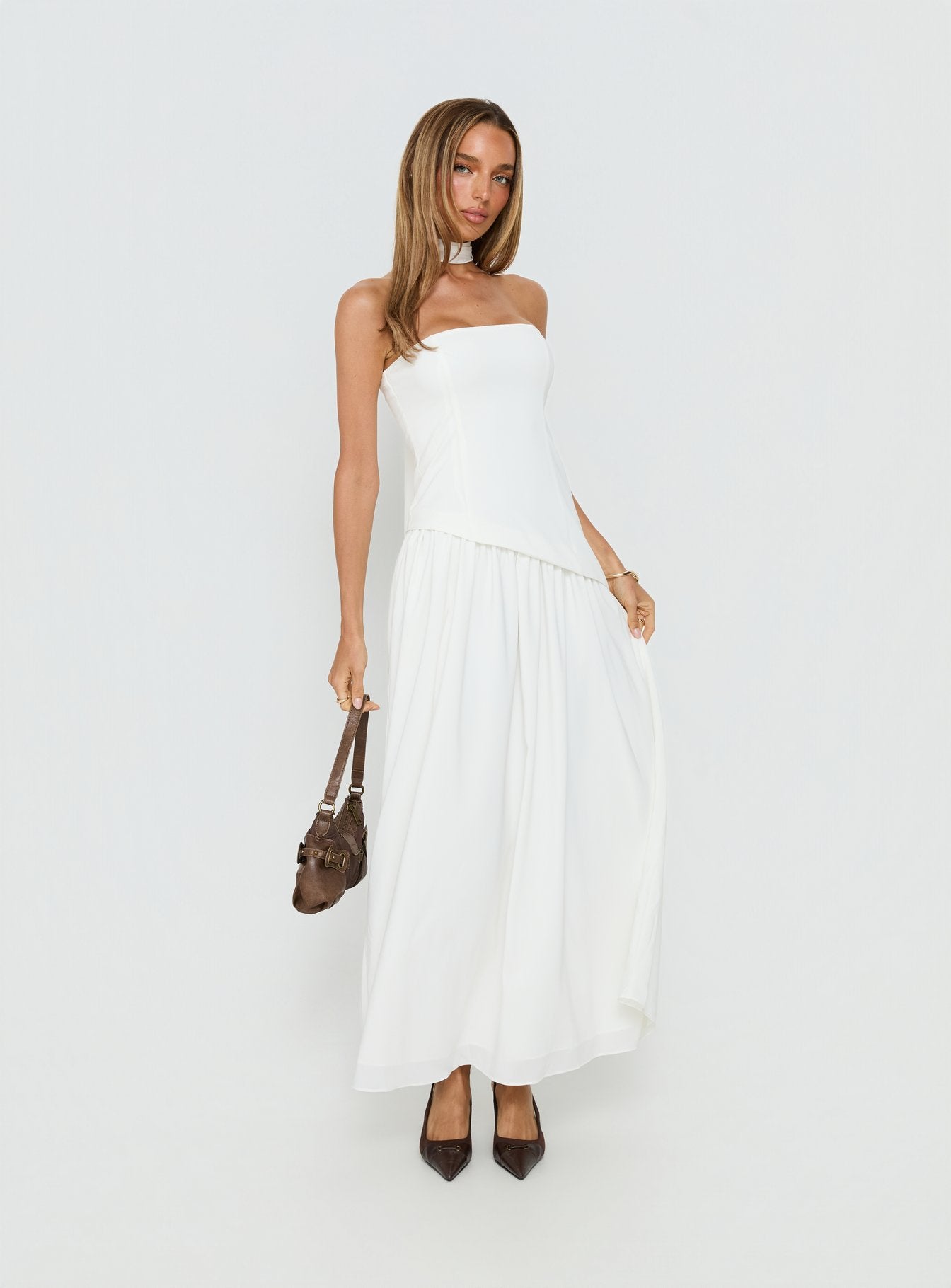 Odela Strapless Drop Waist Maxi Dress White - Image 2