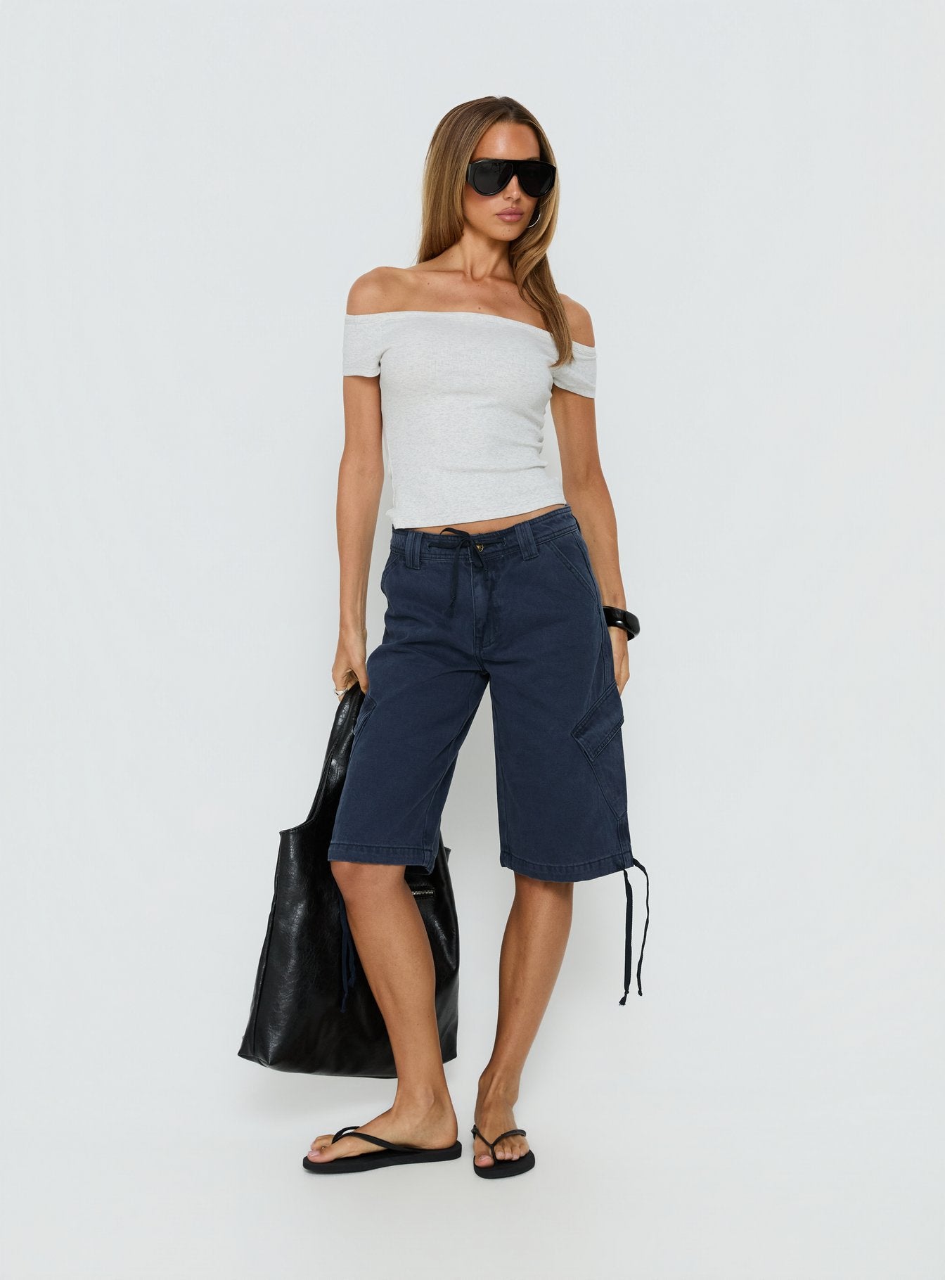 Apres Tie Waist Jorts Navy - Image 2