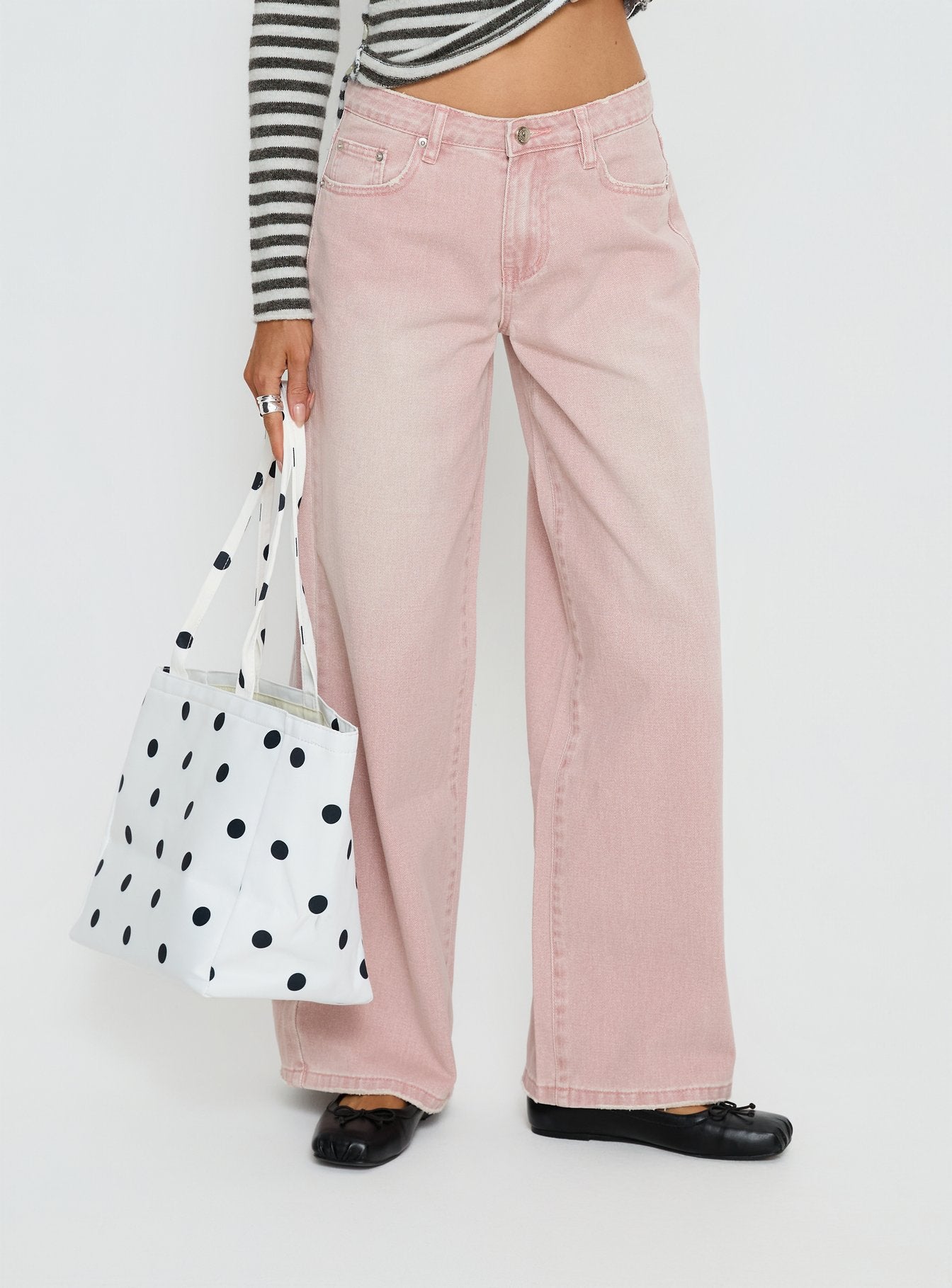 Lucky Dip Mid Rise Straight Leg Jeans Washed Pink - Image 2