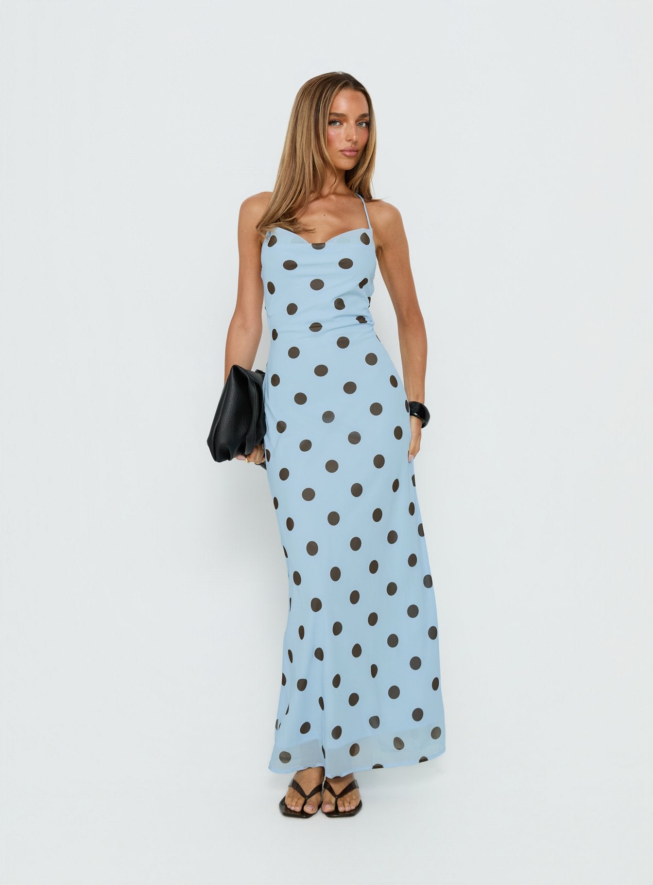 Celena Maxi Dress Blue Polka Dot - Image 2