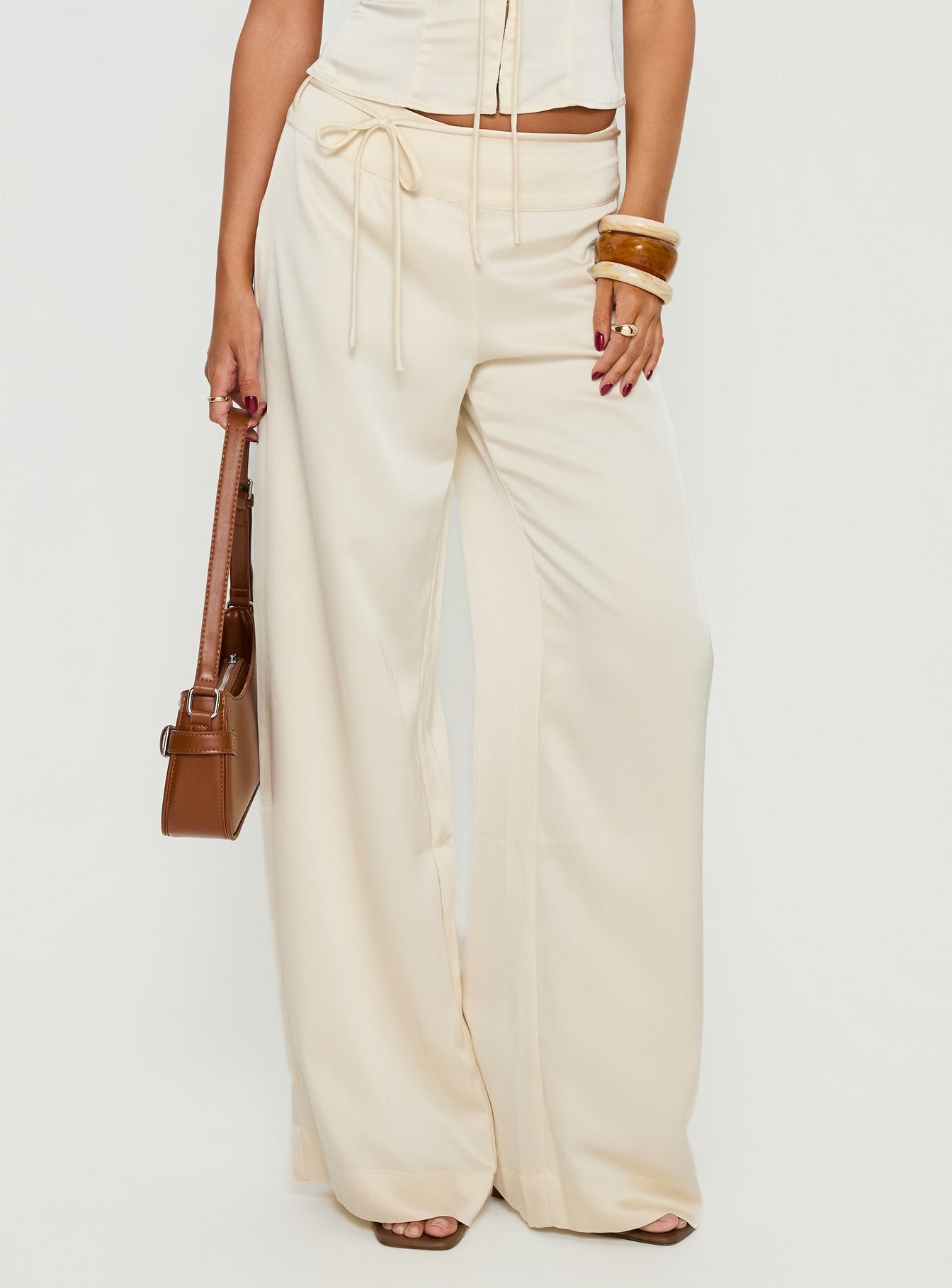 Aubrette Satin Tie Pants Cream - Image 3