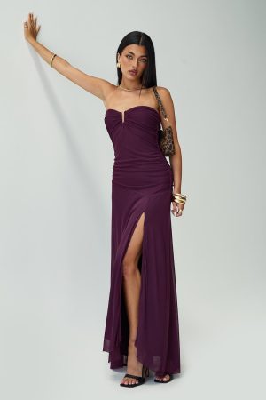 Barbarella Strapless Maxi Dress Purple