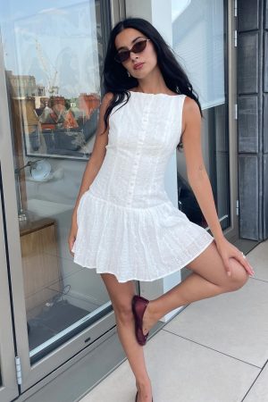 Sweeter Places Embroidered Mini Dress White