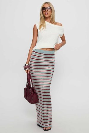 On Air Knit Maxi Skirt Multi Stripe