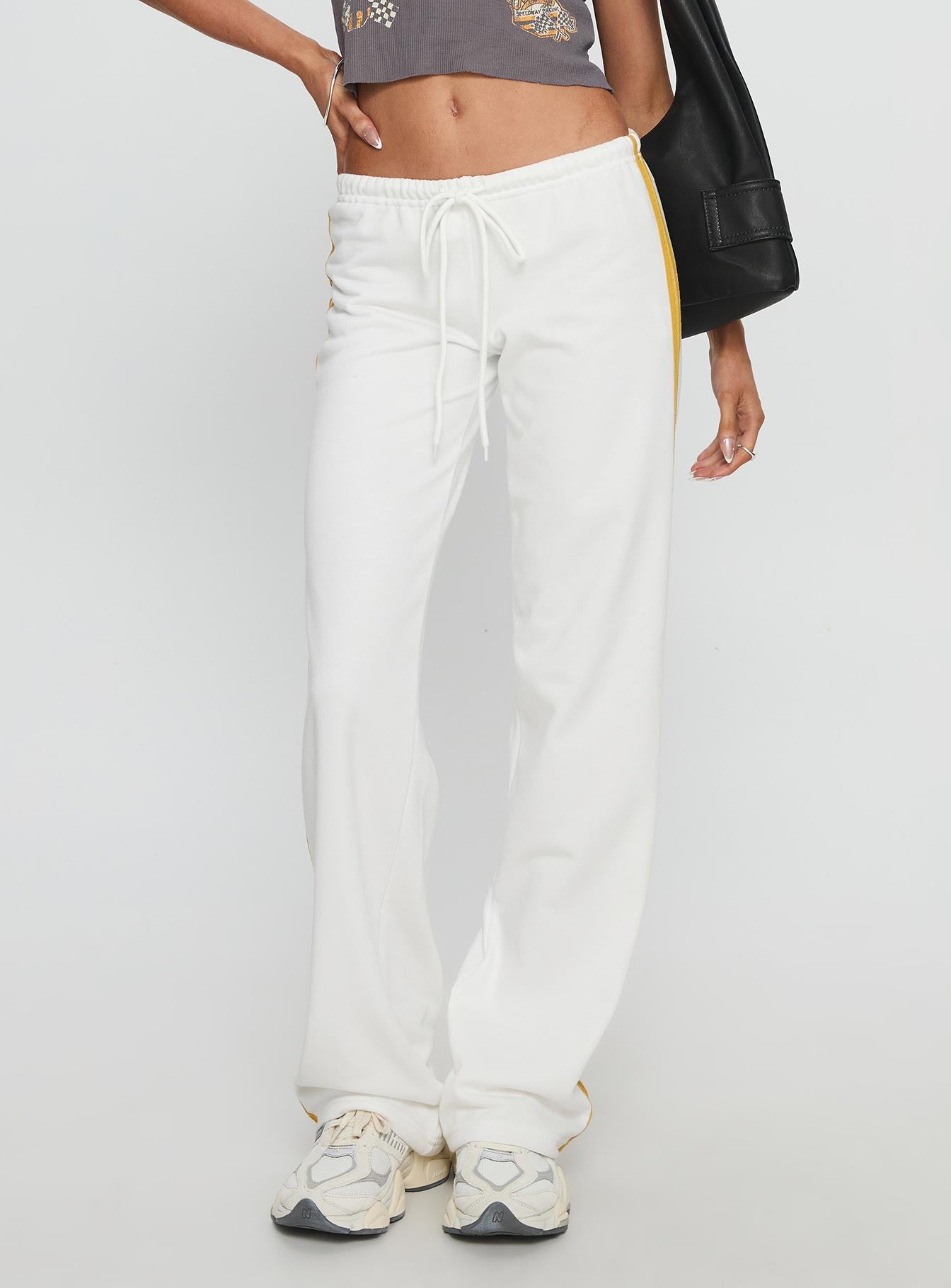 Elation Low Rise Straight Leg Track Pant White - Image 2
