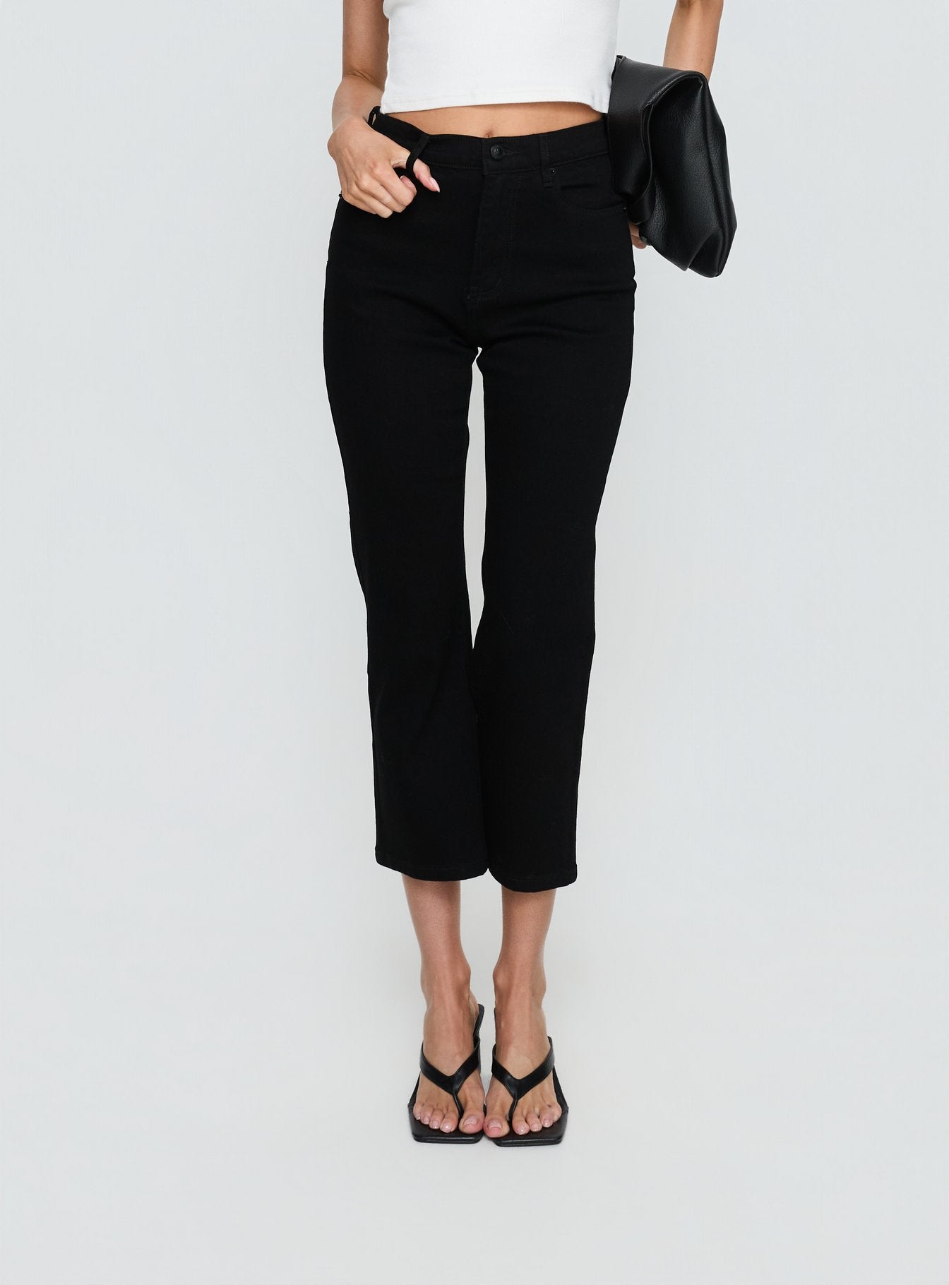 Cindee High Rise Cropped Jeans Jet Black - Image 2