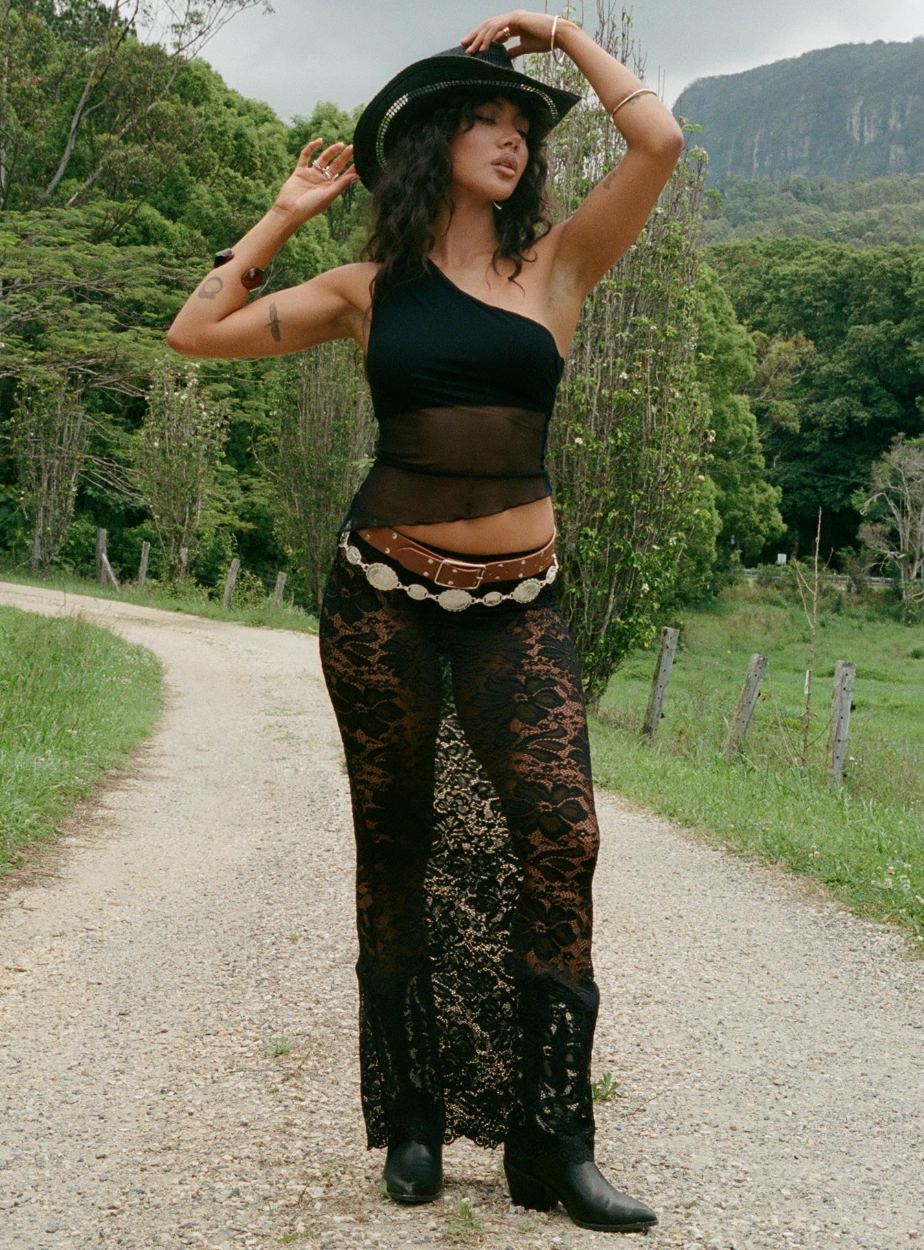 Lombardio Lace Maxi Skirt Black - Image 9