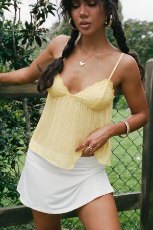 Zami Pleat Top Lemon