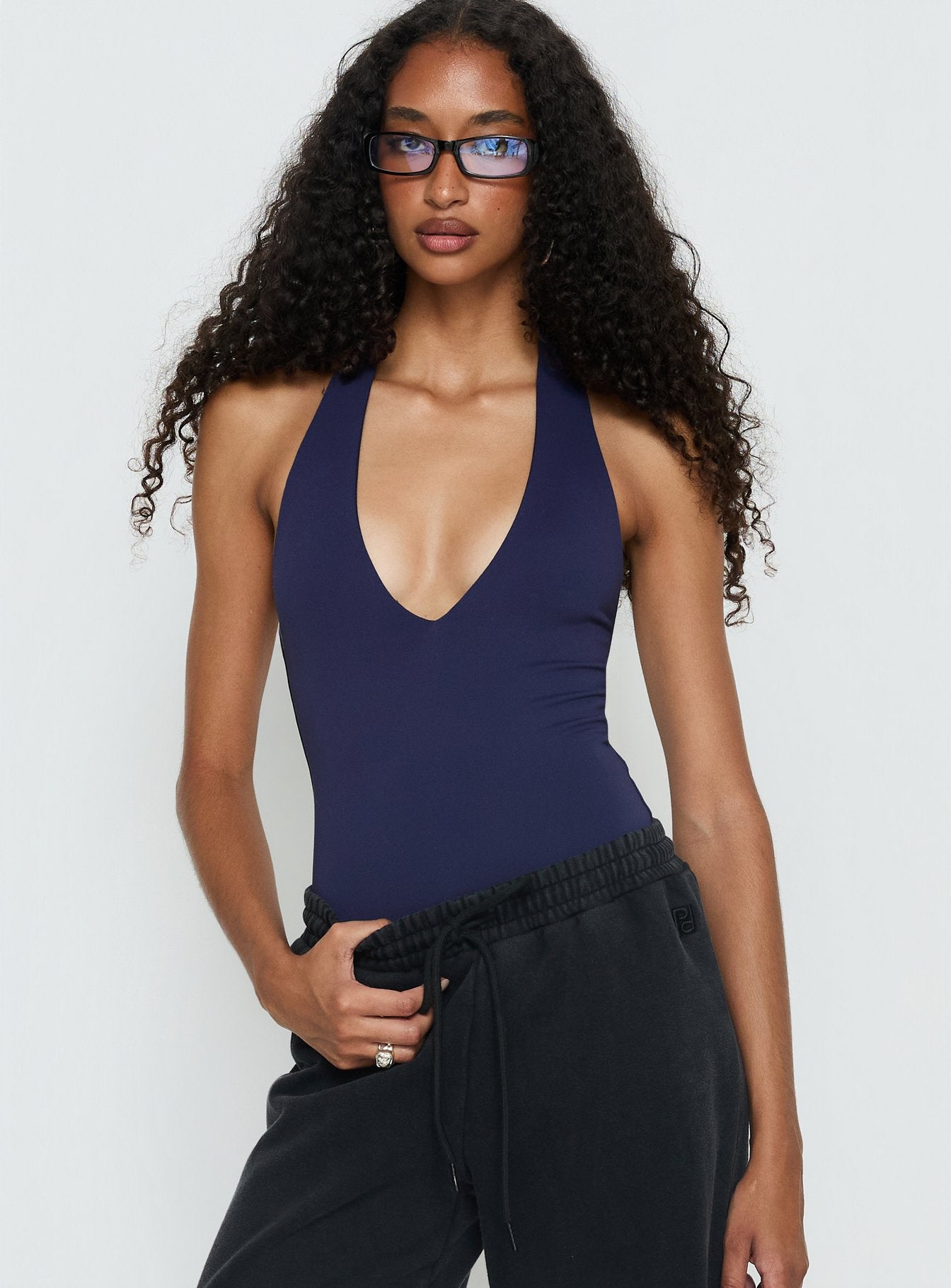 Someone New Halter Bodysuit Navy - Image 2