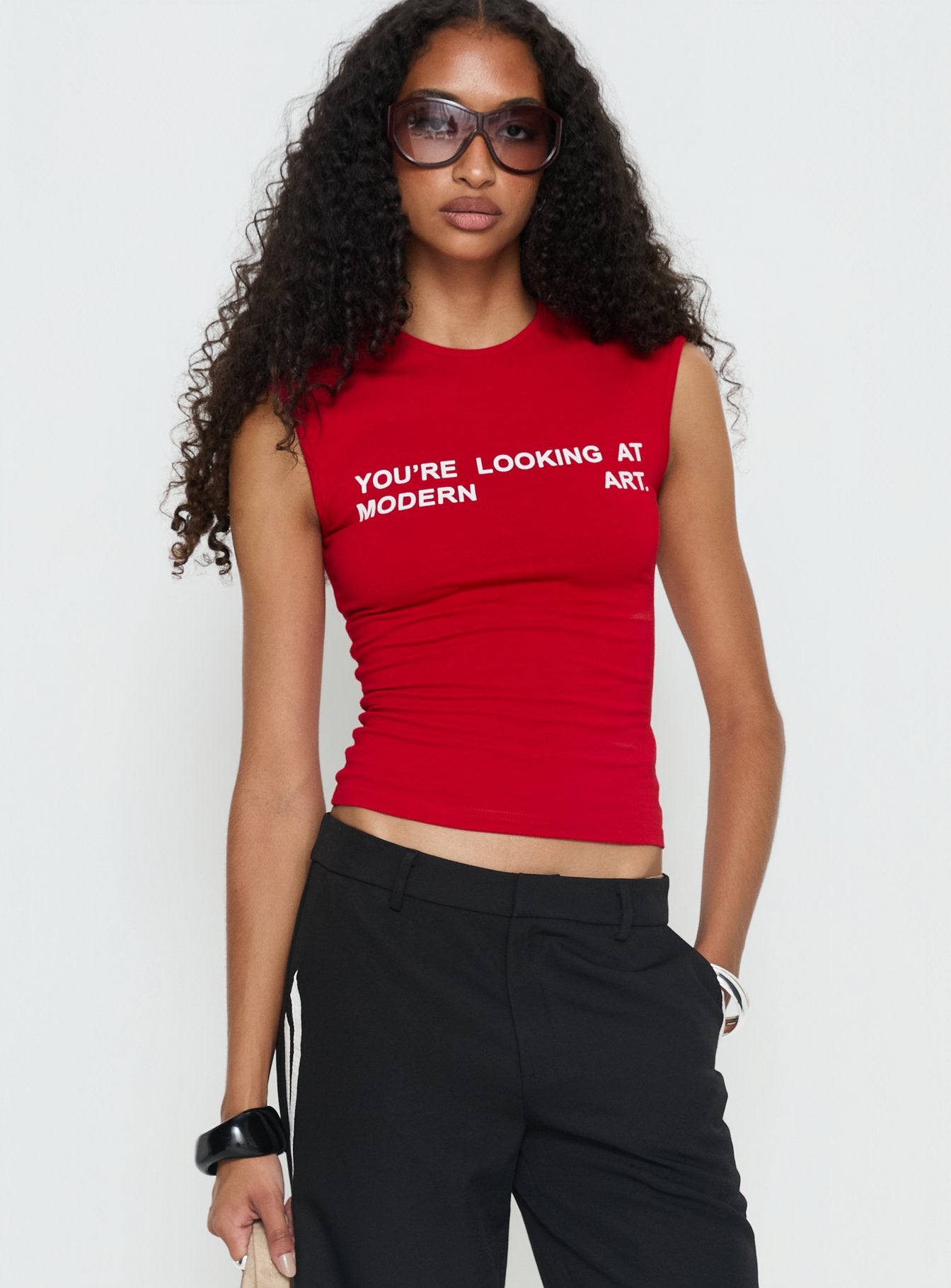 Modern Art Graphic Baby Tee Red - Image 2