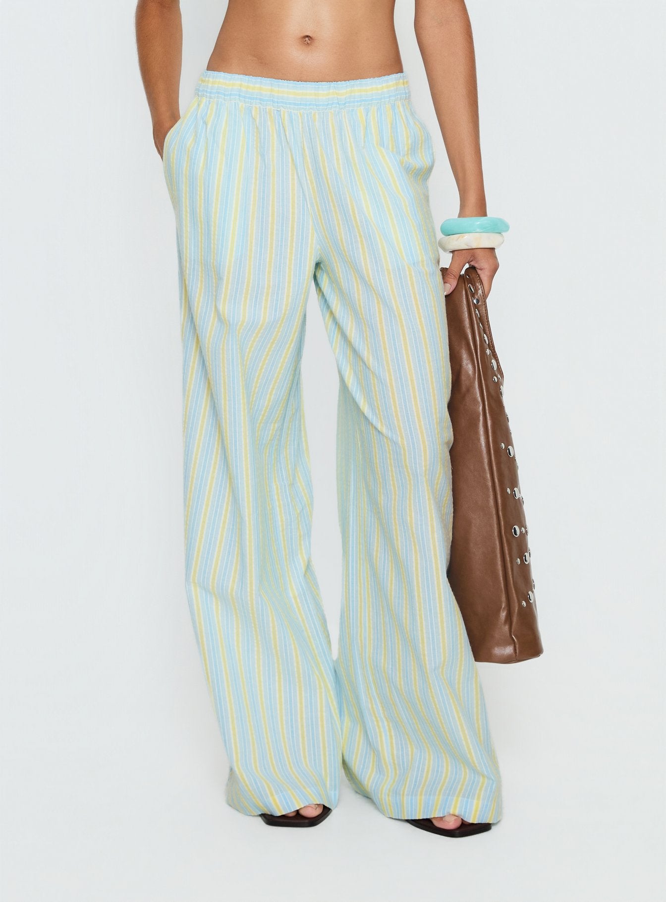 Talyssa Elasticated Waist Pants Blue Stripe - Image 2