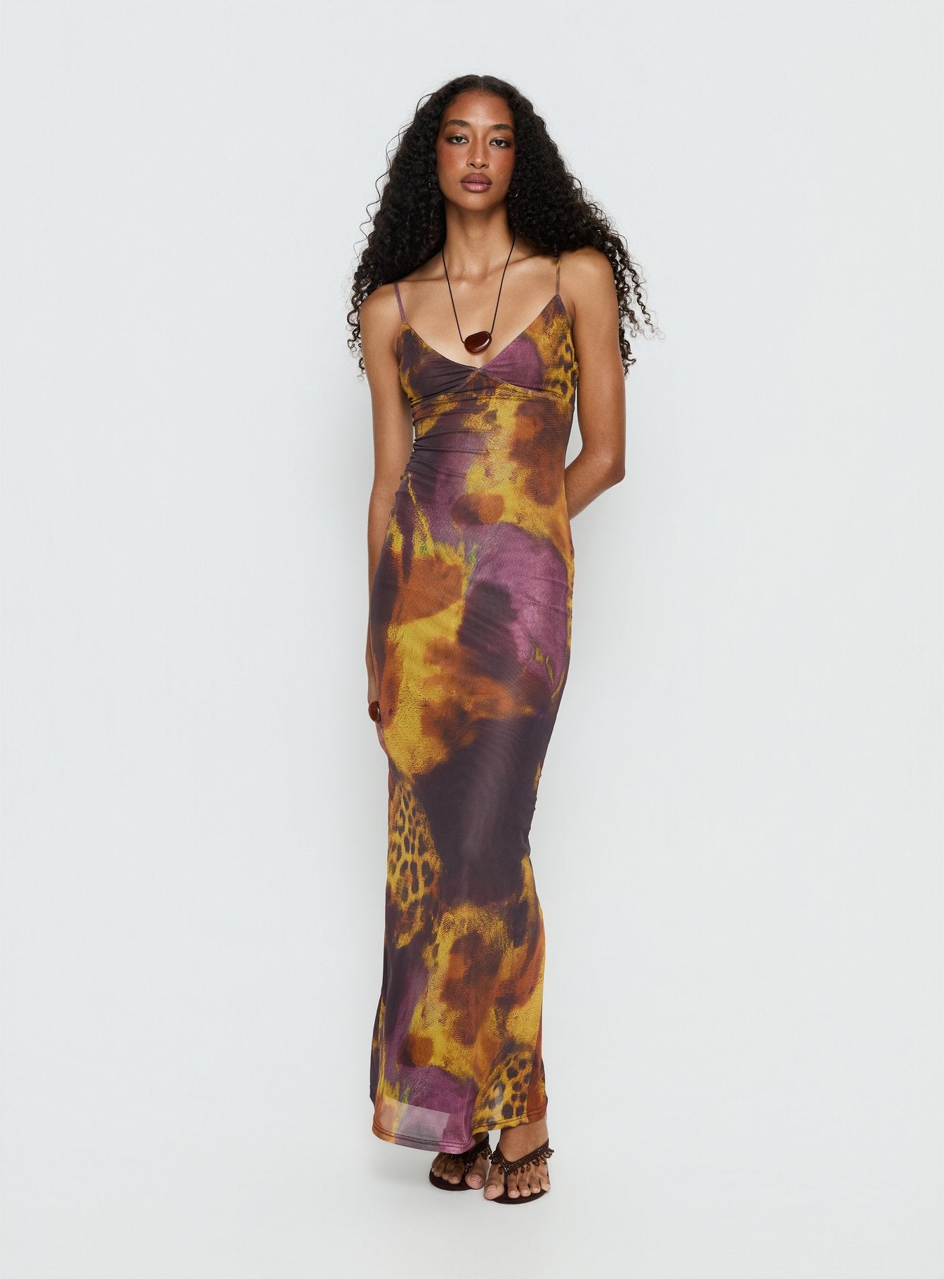 Saphrona V Neck Maxi Dress Leopard Blur - Image 2