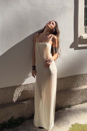Glacial Sheer Maxi Dress Butter