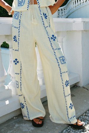 Grazia Pants Cream / Blue