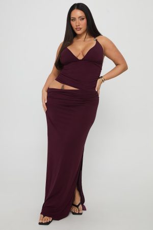 Imeraldia Hardware Halter Maxi Dress Currant Curve