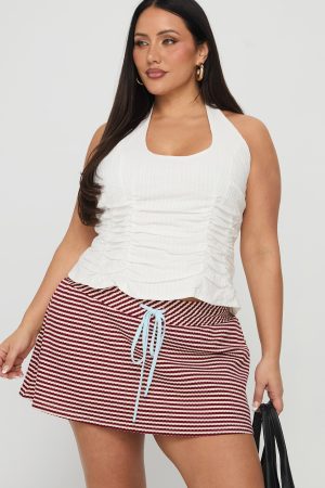 Bexi Textured Skort Red / White Stripe Curve