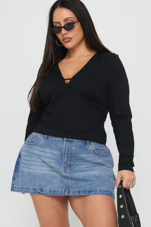 Fossils Denim Mini Skirt Blue Curve