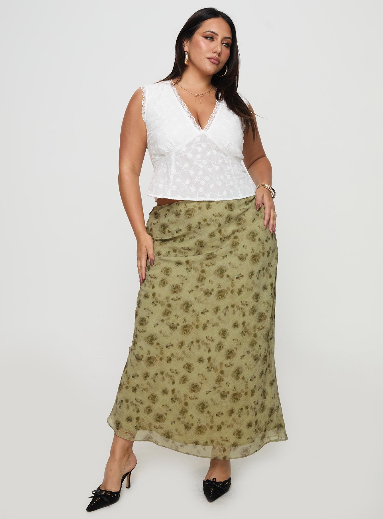 Piazia Maxi Skirt Green Curve - Image 2