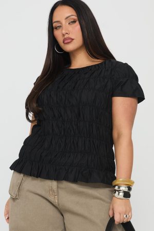 Spoiler Alert Ruched Top Black Curve