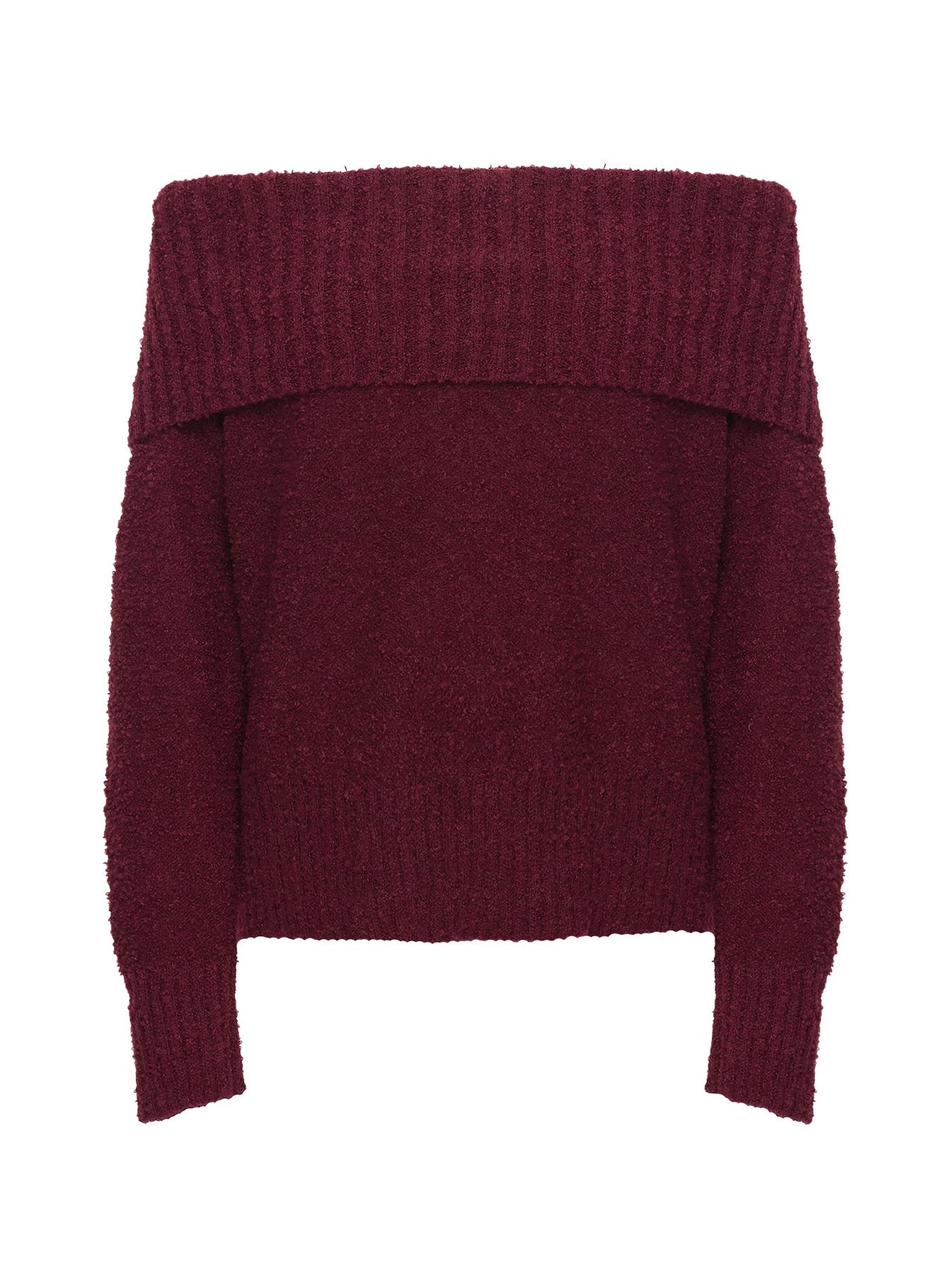Parkley Boucle Off The Shoulder Sweater Burgundy - Image 6
