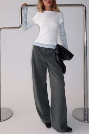 Sarito Low Rise Straight Leg Pants Grey