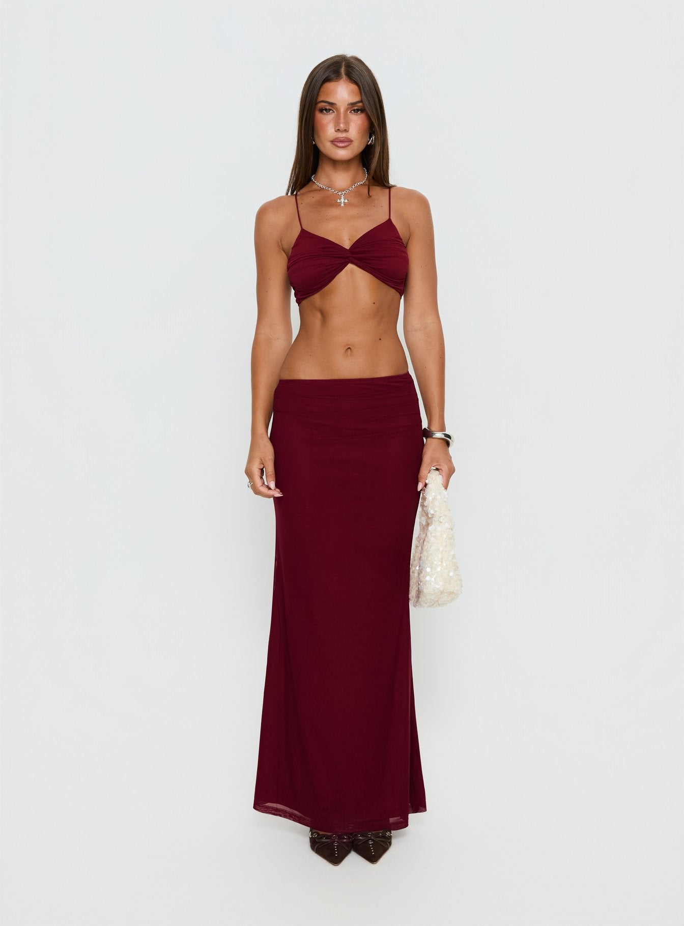 Delores Ruched Maxi Skirt Red - Image 7