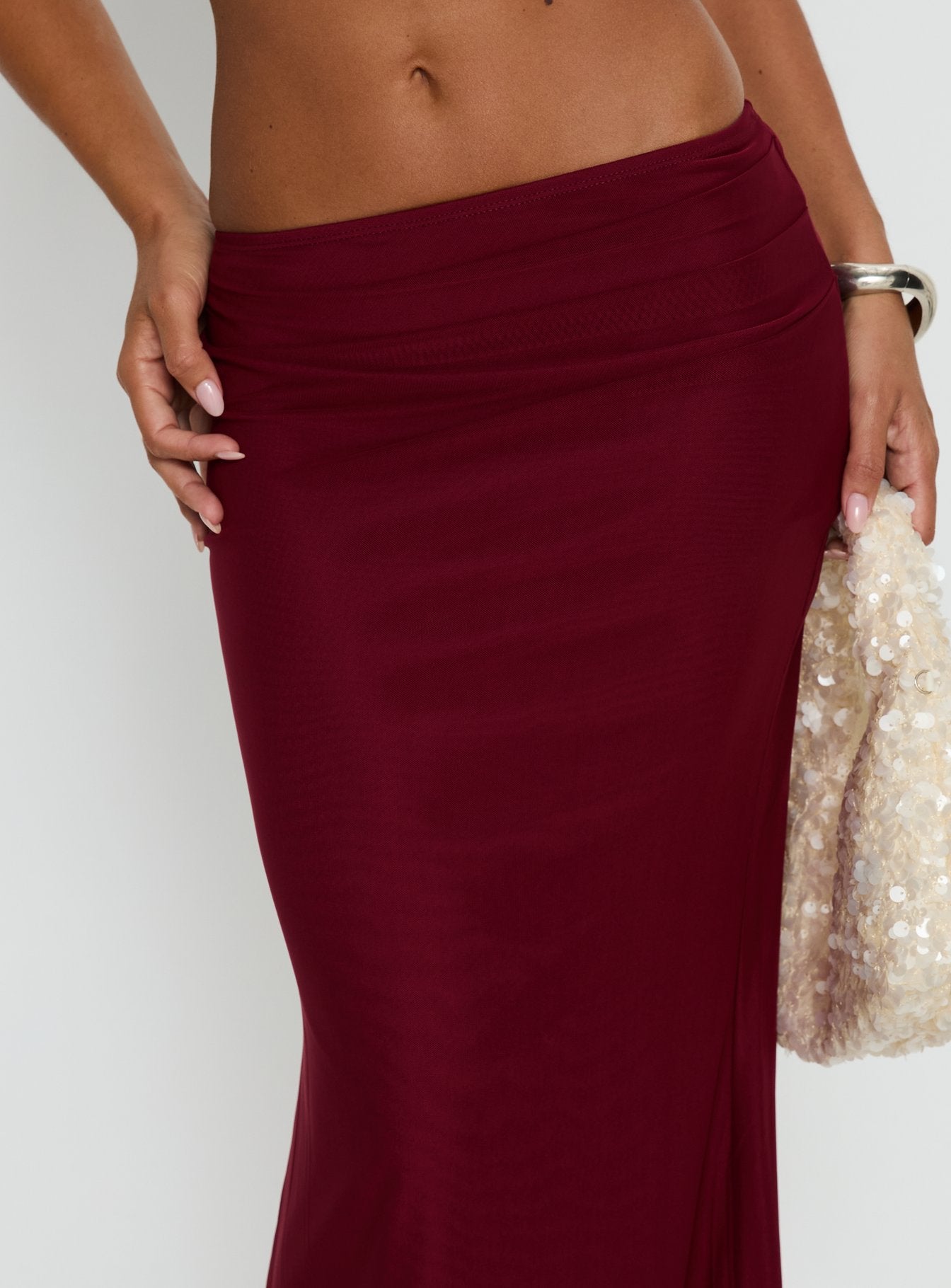 Delores Ruched Maxi Skirt Red - Image 6