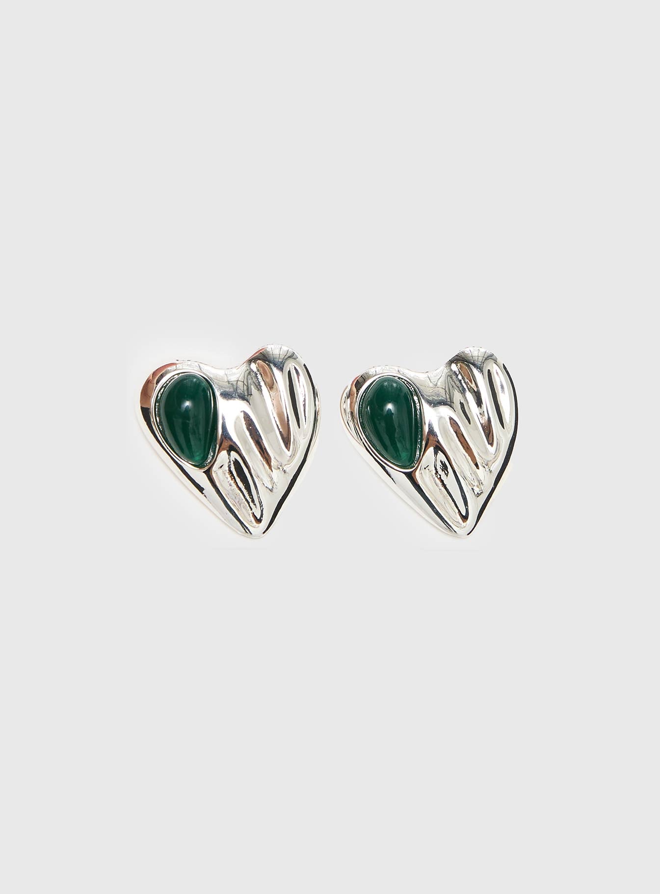 Citrah Heart Stud Earrings Silver - Image 2