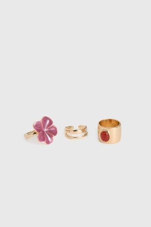 Rosellah Ring Set Gold / Pink