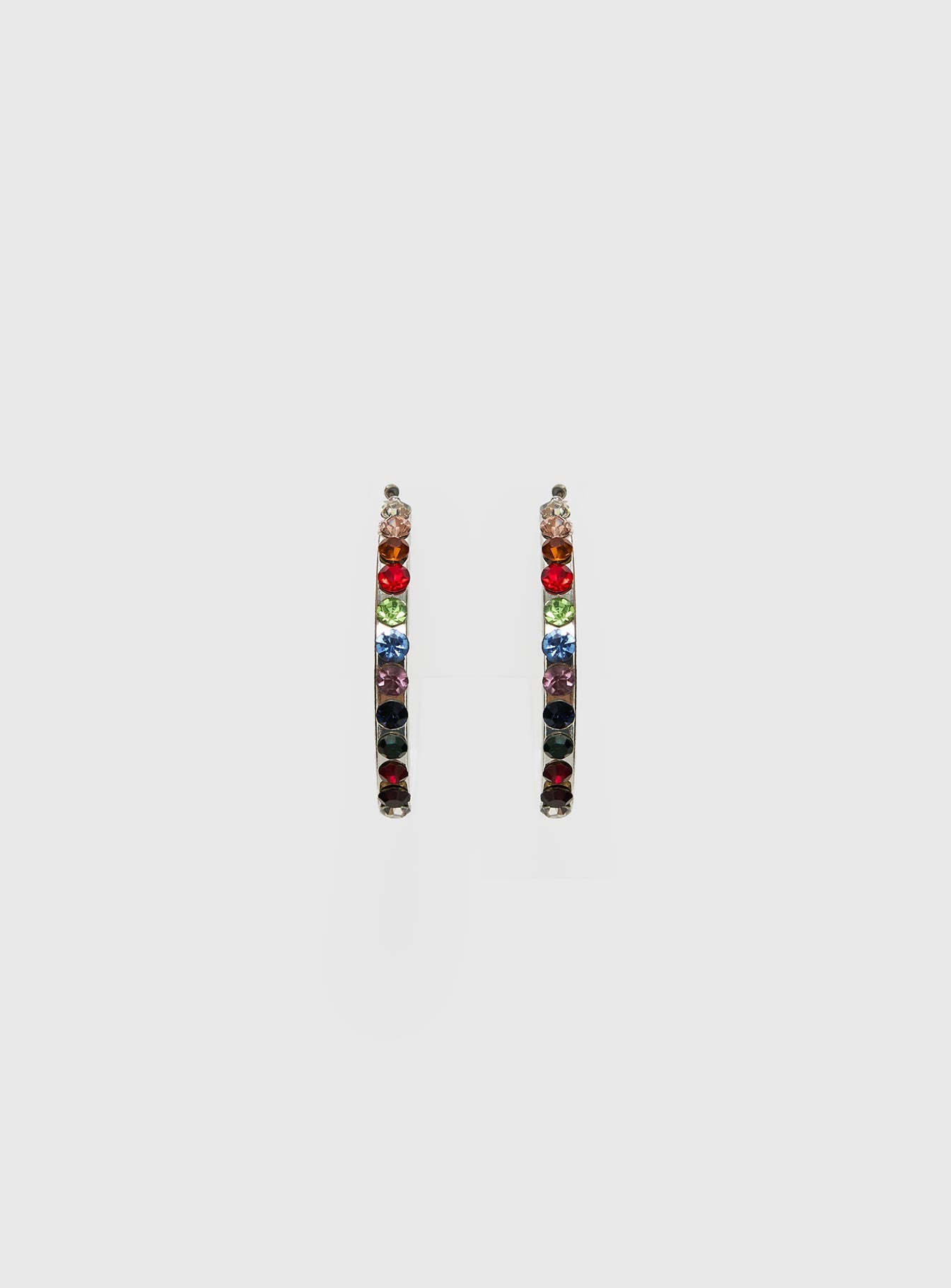 Leanah Gemstone Hoop Earrings Silver - Image 2