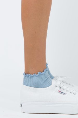 Ribbed Ruffle Socks Baby Blue