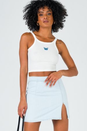 The Lola Mini Skirt Light Wash Denim