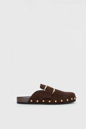 Way Life Goes Stud Detail Clogs Chocolate