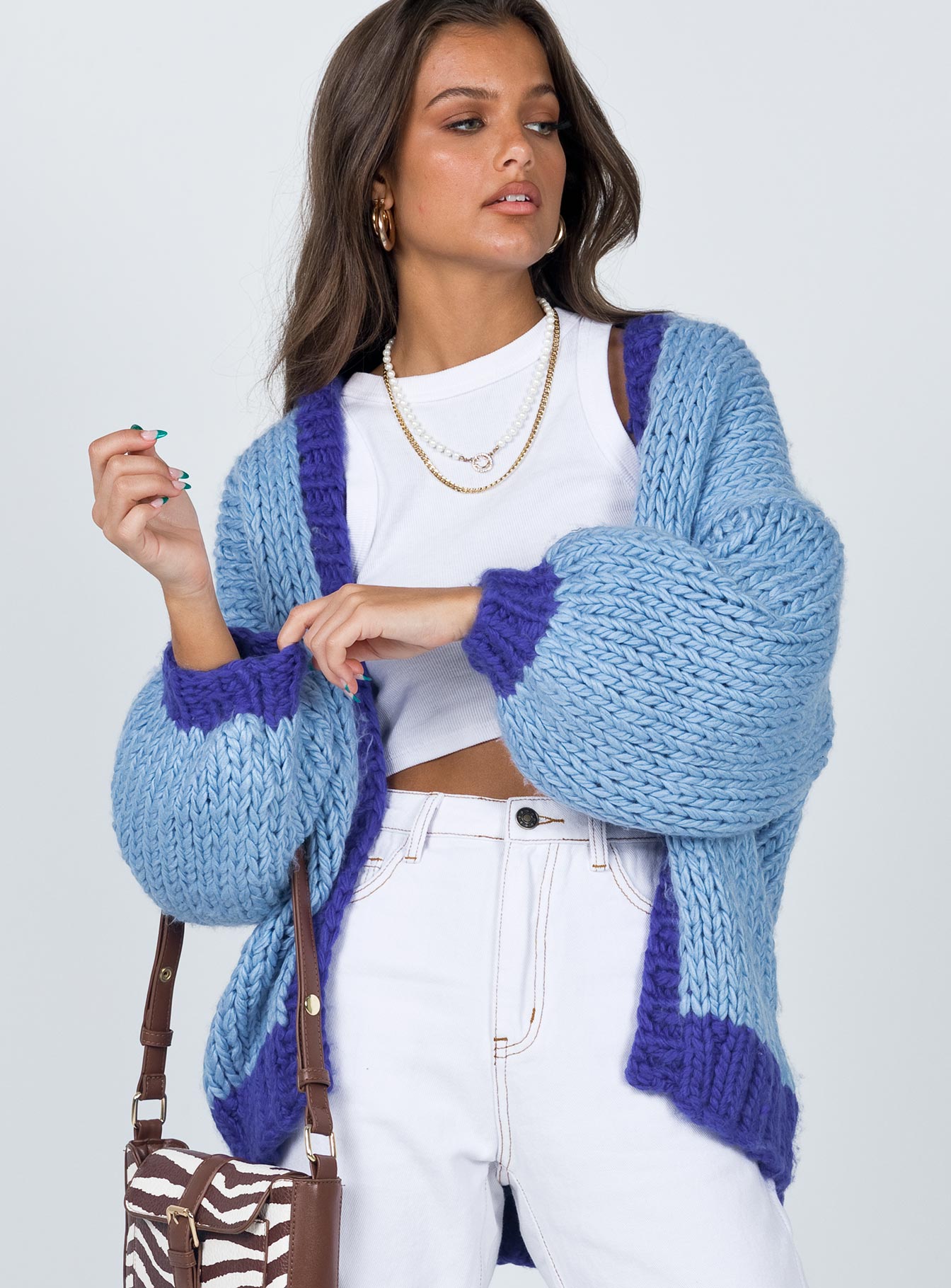 Lester Knit Cardigan Blue - Image 4