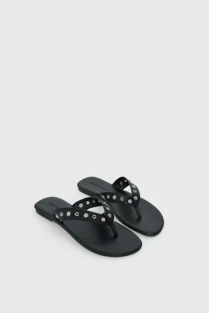 Lyana Eyelet Detail Sandals Black
