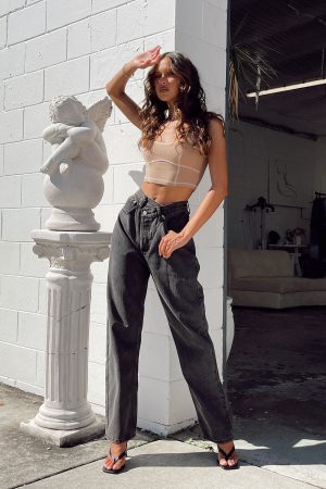 Holly Asymmetric Straight Leg Jean Black Denim
